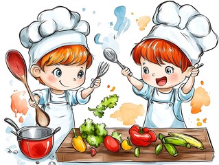 children cooking